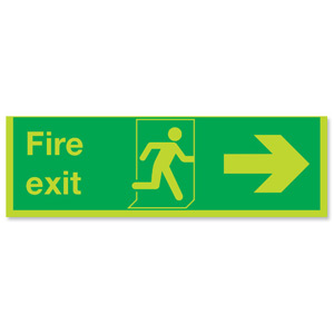 Niteglo Fire Exit Sign Man and Arrow Right 450x150mm Polypropylene Ref FX04411M Ident: 546A