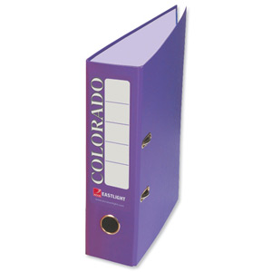 Rexel Colorado Lever Arch File Plastic 80mm Spine A4 Purple Ref 28847EAST [Pack 10] Ident: 227C