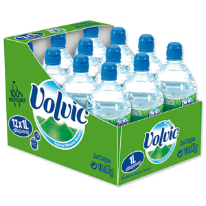 Volvic Go Natural Mineral Water Bottle Plastic with Sports Cap 1 Litre Ref EX-2-100 02205 [Pack 12] Ident: 623A