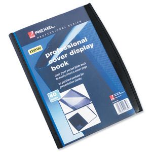 Rexel Display Book Professional 20 Pockets Front Cover Pocket and Card Pocket A4 Ref 2101130 Ident: 297F