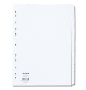 Concord Subject Dividers 230 Micron Punched 11 Holes 12-Part A4 White Ref 79501 Ident: 244C