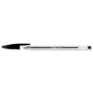 Bic Cristal Ball Pen Clear Barrel 1.0mm Tip 0.4mm Line Black Ref 8373632 [Pack 50]