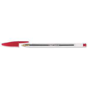 Bic Cristal Ball Pen Clear Barrel 1.0mm Tip 0.4mm Line Red Ref 8373612 [Pack 50] Ident: 84A