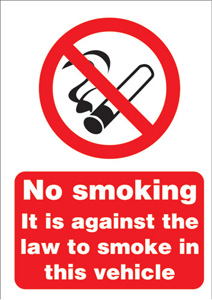 Stewart Superior Sign No Smoking Vehicle A5 Self-adhesive Vinyl Ref SB014SAV Ident: 547C