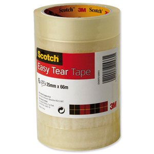 Scotch Easy Tear Transparent Tape 25mmx66m Ref ET2566T6 [Pack 6]