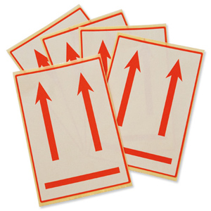 International Handling Labels W74xH105mm Red/White Printed this Way Up [Pack 5] Ident: 156A