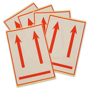 International Handling Labels W74xH105mm Red/White Printed this Way Up [Pack 5] Ident: 156A