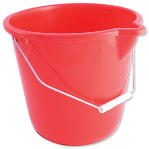 Plastic Bucket with Pouring Lip 10 Litre Capacity Red