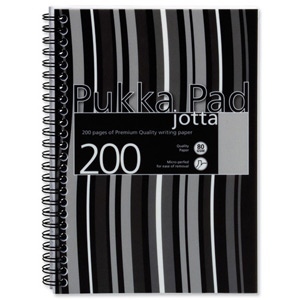 Pukka Pad Jotta Notebook Wirebound Perforated Ruled 80gsm 200pp A5 Black Stripes Ref JP021-5 [Pack 3]