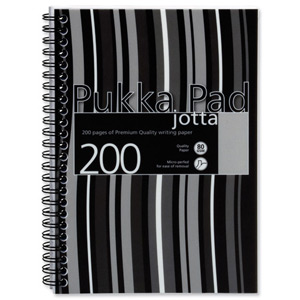 Pukka Pad Jotta Notebook Wirebound Perforated Ruled 80gsm 200pp A5 Black Stripes Ref JP021-5 [Pack 3] Ident: 39B