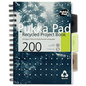 Pukka Pad Recycled Project Book Wirebound Perforated Ruled 5-Divider 200pp 80gsm A5 Ref 6051-REC [Pack 3]