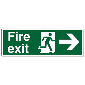 Stewart Superior Fire Exit Sign Man and Arrow Right 600x200mm Self-adhesive Vinyl Ref NS002 Ident: 546A