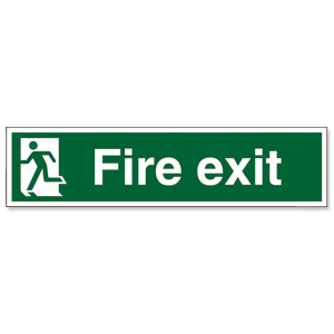 Stewart Superior Fire Exit Sign Man to Left 600x150mm Self-adhesive Vinyl Ref NS003 Ident: 546A