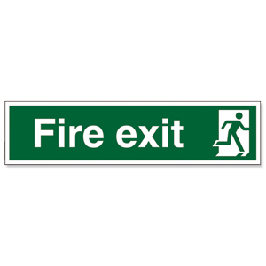 Stewart Superior Fire Exit Sign Man to Right 600x150mm Self-adhesive Vinyl Ref NS004 Ident: 546A