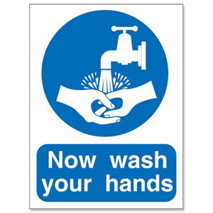 Stewart Superior PVC Access Prohibition & General Signs - Now Wash Your Hands Please 200x150mm Ref NS022