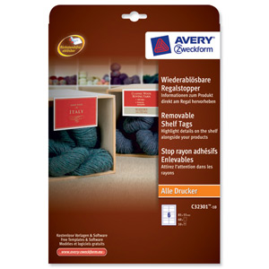 Avery Shelf Talker Label Removable 6 per Sheet 85x55mm Self Adhesive White Ref C32301-10.UK [60 labels]