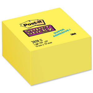 Post-it Super Sticky Note Cube Pad of 350 Sheets 76x76mm Yellow Ref 2028-S Ident: 60C