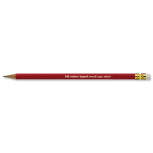 Pencil with Eraser HB Red Barrel [Pack 12] Ident: 102E