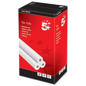 5 Star Fax Roll Thermal with 1m Warning Strip W210mmxL15mx12.7mm Core [Pack 6] Ident: 787B