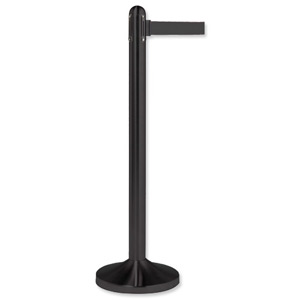 Vermes Flexibarrier Matt Black Steel with Retractable Black Strapping Tape length 2100mm Ref VERC3BK