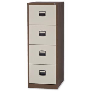 Trexus Filing Cabinet Steel Lockable 4-Drawer W470xD622xH1321mm Brown and Cream Ident: 461B