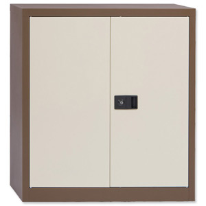 Trexus Storage Cupboard Steel 2-Door W914xD400xH1000mm Brown and Cream