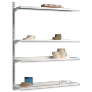 Trexus Top Shelf Extension Bay for Metal Shelves 4 Shelves Wall-mounted W1000xD270xH1524mm Ident: 478D