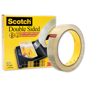 Scotch Double Sided Tape Permanent Long-life 19mmx32.9m Clear Ref 6651933