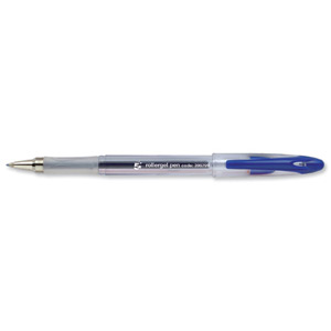 5 Star Roller Gel Pen Clear Barrel 1.0mm Tip 0.5mm Line Blue [Pack 12] Ident: 71D