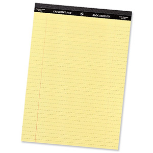 5 Star Executive Pad Perforated Top Feint Ruled Blue Margin Red 50 Yellow Sheets A4 [Pack 10] Ident: 41C