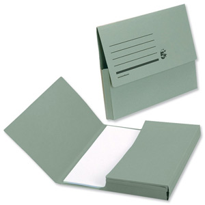 5 Star Document Wallet Half Flap 285gsm Capacity 32mm Foolscap Green [Pack 50]