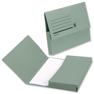 5 Star Document Wallet Half Flap 285gsm Capacity 32mm Foolscap Green [Pack 50] Ident: 190B