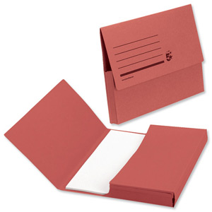 5 Star Document Wallet Half Flap 285gsm Capacity 32mm Foolscap Red [Pack 50] Ident: 190B