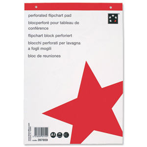 5 Star Meeting Flipchart Pad Perforated 20 Sheets A1 Plain [Pack 5] Ident: 281F