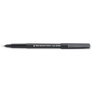5 Star Fibre Tip Pen Medium 0.4mm Tip 0.4mm Line Black [Pack 12] Ident: 75A