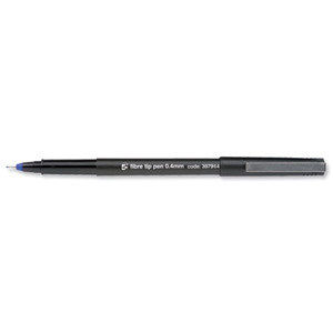 5 Star Fibre Tip Pen Medium 0.4mm Tip 0.4mm Line Blue [Pack 12]