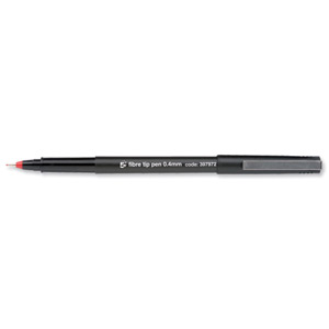 5 Star Fibre Tip Pen Medium 0.4mm Tip 0.4mm Line Red [Pack 12]
