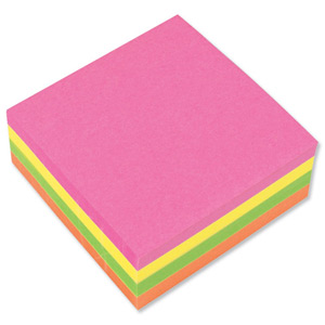 5 Star Re-Move Notes Cube Pad of 320 Sheets 76x76mm Neon Rainbow Ident: 65D
