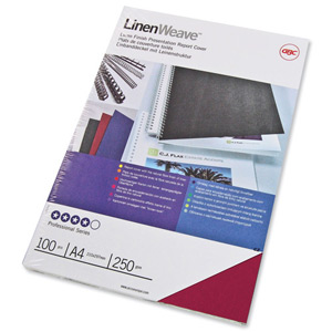 GBC Binding Covers Textured Linen Look 250gsm A4 Red Ref CE050030 [Pack 100]