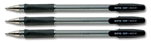 Pilot BPS GP Ball Pen Rubberised Grip Medium 1.0mm Tip 0.4mm Line Black Ref BPGPM01 [Pack 12]