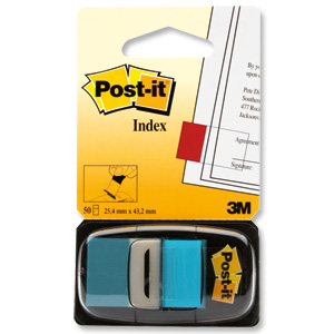 Post-it Index Flags 50 per Pack 25mm Bright Blue Ref 680-23 [Pack 12] Ident: 58A