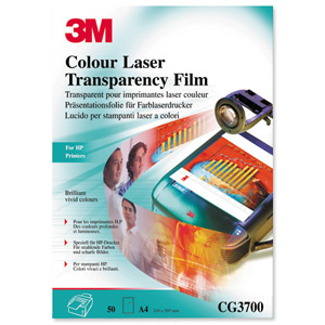 3M OHP Film Laser Colour Printer for Hewlett Packard [HP] LaserJet Ref CG3700 [Pack 50] Ident: 252C