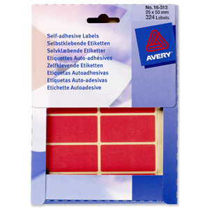 Avery Wallet of Labels 50x25mm Red Ref 16-313 [324 Labels]