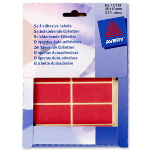 Avery Wallet of Labels 50x25mm Red Ref 16-313 [324 Labels] Ident: 138C