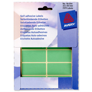 Avery Wallet of Labels 50x25mm Green Ref 16-314 [324 Labels]