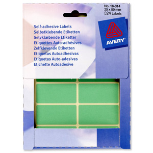 Avery Wallet of Labels 50x25mm Green Ref 16-314 [324 Labels] Ident: 138C