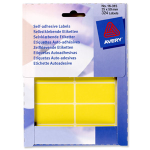 Avery Wallet of Labels 50x25mm Yellow Ref 16-315 [324 Labels]