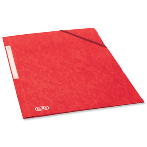 Elba Folder Elasticated 3-Flap 500gsm for 300 Sheets A4-Foolscap Red Ref 100200990 [Pack 10] Ident: 197A