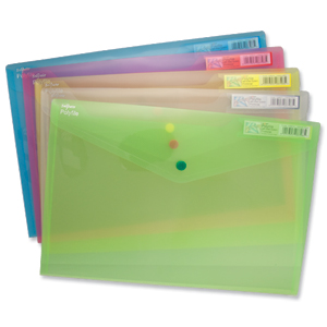 Snopake Polyfile Classic Wallet File Polypropylene Foolscap Assorted Ref 10087X [Pack 5] Ident: 195B