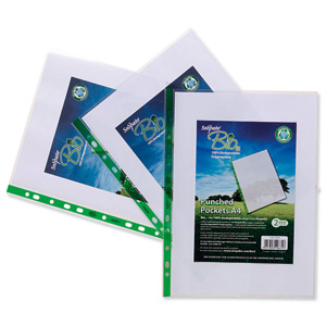 Snopake Bio2 Pockets Crystal Clear 60 micron Polypropylene A4 Ref 15440 [Pack 100]